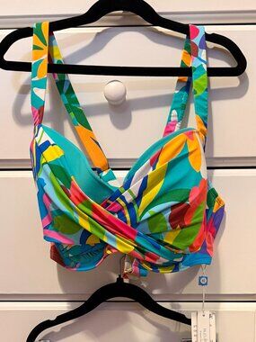 NWT Bleu by Rod Beattie Away We Go Neon Colors Underwire Bikini Top - 40D